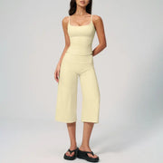 TIMEOFF Women's 2‑Piece Adjustable Strap Workout Set - V‑Shape Back Cami & High Waist Cropped Wide Leg Capris, Stretchy Breathable Fabric, 5 Colors | Waist Shaping, Tummy Control, Non‑Restrictive Fit | Ideal for Yoga, Casual Wear & Daily Loungewear