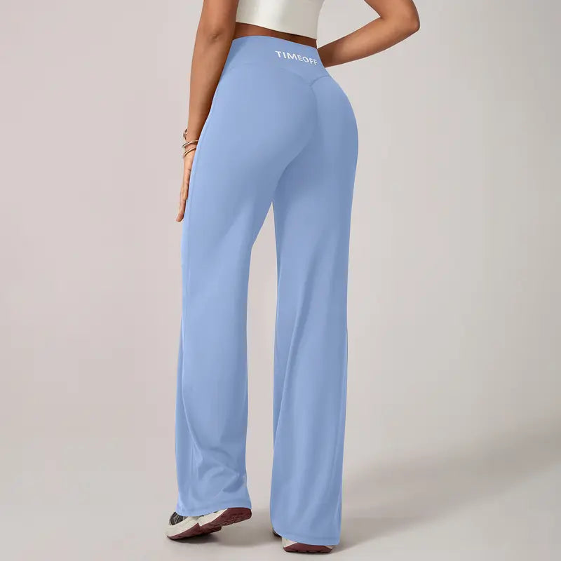 TimeOFF Women's Wide-Leg Pants – High-Waisted, Draped Pant Legs for Comfort & Flattering Fit in Yoga, Workouts & Daily Casual Wear Outfits Chic elastic waist yoga pant gym