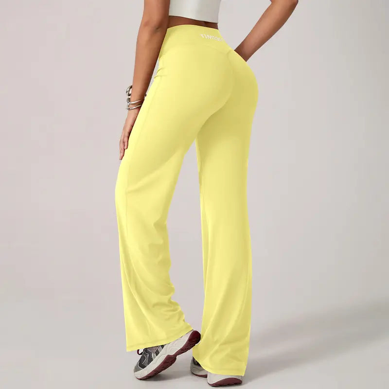 TimeOFF Women's Wide-Leg Pants – High-Waisted, Draped Pant Legs for Comfort & Flattering Fit in Yoga, Workouts & Daily Casual Wear Outfits Chic elastic waist yoga pant gym