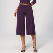 TIMEOFF Women's High Waist V‑Shaped Back Cropped Wide Leg Capris - Butt‑Lifting Sculpt Design, 4‑Way Stretchy Breathable Fabric, 5 Colors Available | Tummy Control, Non‑Restrictive Fit, Wrinkle‑Resistant | Ideal for Yoga, Casual Wear & Daily Loungewear