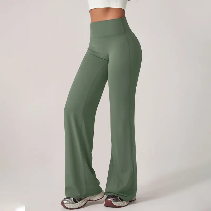 TimeOFF Women's Wide-Leg Pants – High-Waisted, Draped Pant Legs for Comfort & Flattering Fit in Yoga, Workouts & Daily Casual Wear Outfits Chic elastic waist yoga pant gym