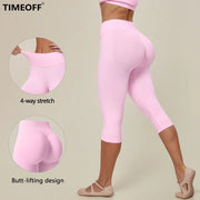 TIMEOFF Women's High Waist Capri Leggings - 4-Way Stretch Butt-Lifting High Hip Bottoms, Seamless Breathable Fabric, Tummy Control, Non-Slip Elastic Waistband, No Ride-Up | Ideal for Yoga, Gym | Women's Clothes, Clothes