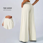 TIMEOFF Women's High Waist Wide Leg Pants, Buttery Soft Stretchy Fabric Workout Clothing with Pockets for Yoga and Casual Wear