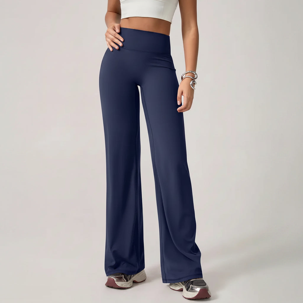 Pantalones de piernas anchas de color sólido de la Sra