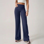 Pantalones de piernas anchas de color sólido de la Sra
