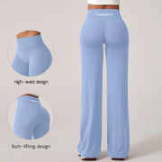 TimeOFF Women's Wide-Leg Pants – High-Waisted, Draped Pant Legs for Comfort & Flattering Fit in Yoga, Workouts & Daily Casual Wear Outfits Chic elastic waist yoga pant gym