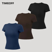 Set de 3 Playeras Deportivas para Mujer Manga Corta Ajustadas