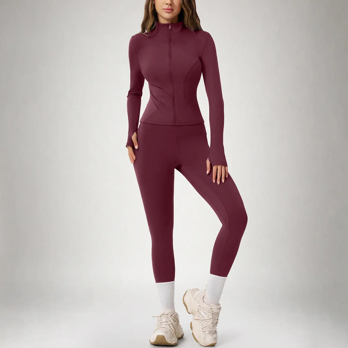 Conjunto deportivo de dos piezas para mujer con chaqueta de manga