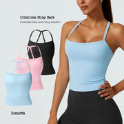 TIMEOFF Women's Strappy Backless Crop Top, Stretchy Form-Fitting Yoga Vest for Fitness and Workout Activewear