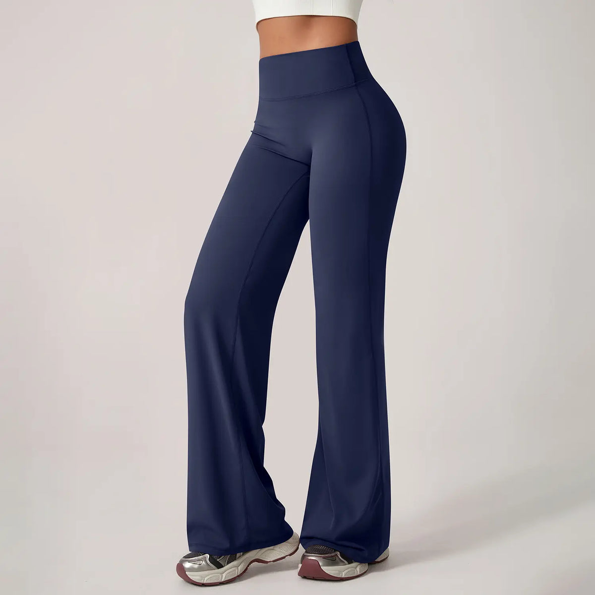 Pantalones de piernas anchas de color sólido de la Sra