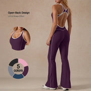 TimeOFF Women's Two-Piece Open-Back Tank & Flared Leggings Set, Lift & Shape Effect, Solves Stylish Support & Flattering Fit Need for Yoga, Fitness Workouts & Active Lifestyle Scenarios,sweatsuits women,loungesetwomen,comfort sweat set