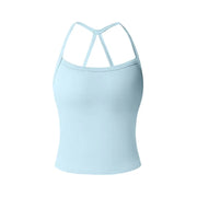 TIMEOFF Women's Strappy Backless Crop Top, Stretchy Form-Fitting Yoga Vest for Fitness and Workout Activewear