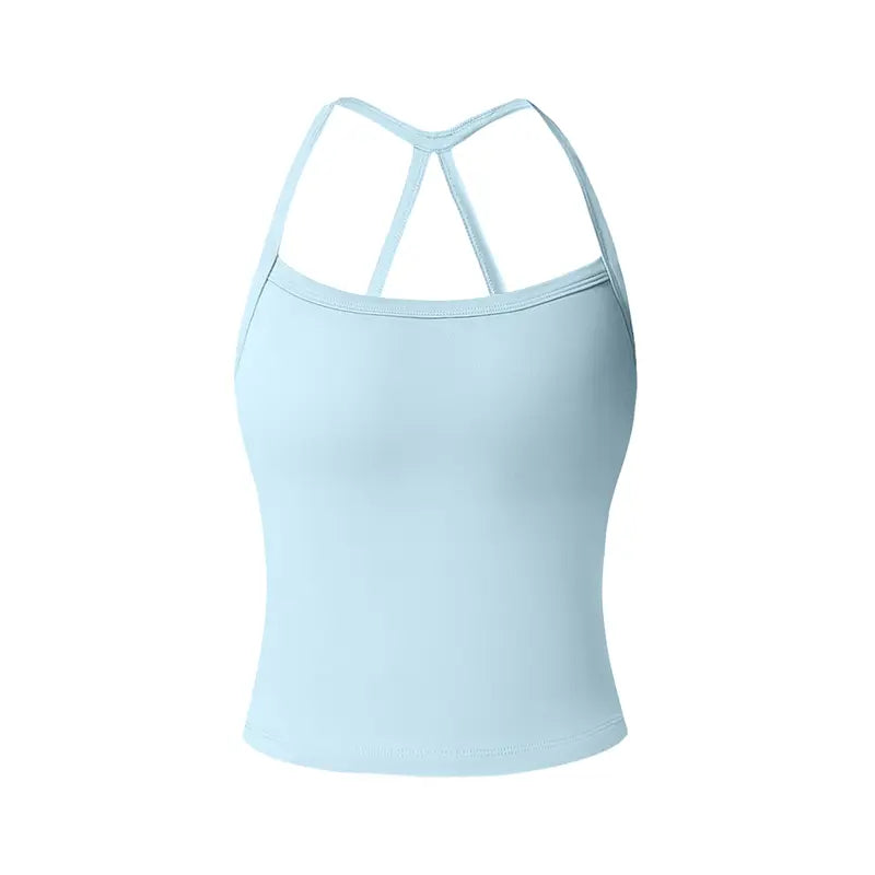 TIMEOFF Women's Strappy Backless Crop Top, Stretchy Form-Fitting Yoga Vest for Fitness and Workout Activewear