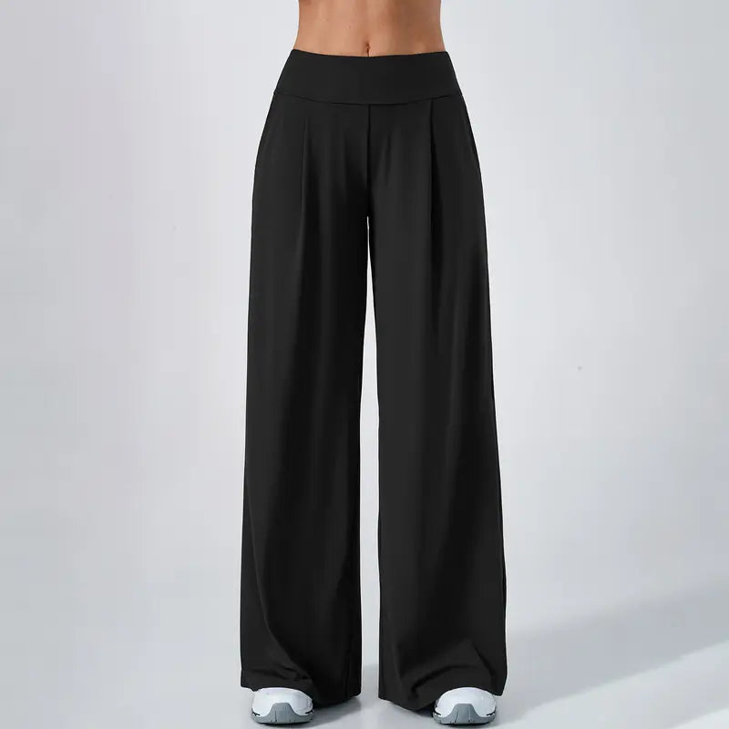 TIMEOFF Women's High Waist Wide Leg Pants, Buttery Soft Stretchy Fabric Workout Clothing with Pockets for Yoga and Casual Wear