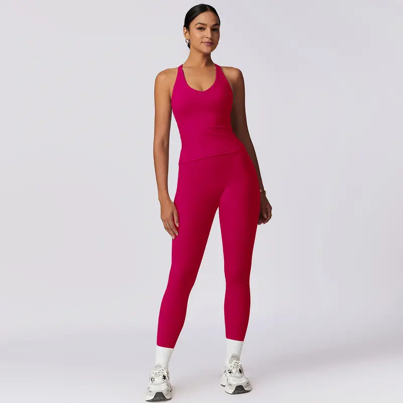 TimeOFF Women's Crisscross Back Tank & High-Waist Butt-Lift Leggings Set , Quick-Dry, Moisture-Wicking , Yoga, Gym & Fitness Workouts , Stylish Activewear for Women,sweatsuit set outfit,comfort sweat set,sweatsuits women,summerwins