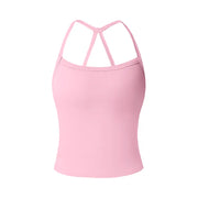 TIMEOFF Women's Strappy Backless Crop Top, Stretchy Form-Fitting Yoga Vest for Fitness and Workout Activewear