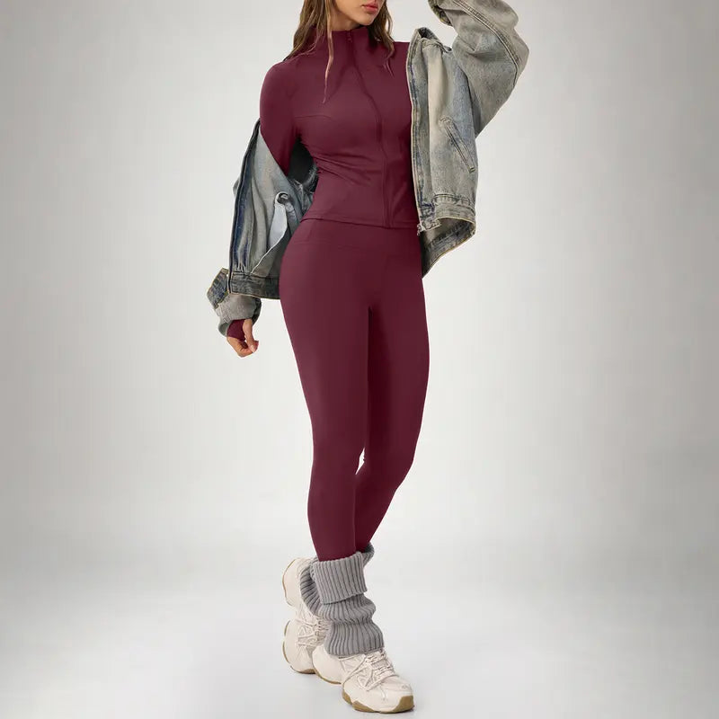Conjunto deportivo de dos piezas para mujer con chaqueta de manga