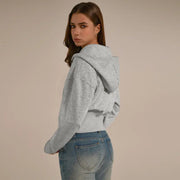 TIMEOFF Women's Cropped Hooded Zip-Up Long Sleeve Gym Jacket - Cozy Fitness Outerwear, Sportswear for Casual Daily Use, Athletic Zip-Up Jackets