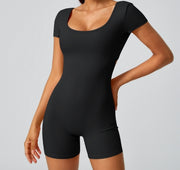 Mono Deportivo de Manga Corta con Espalda Abierta y Fruncido Trasero para Yoga y Entrenamiento