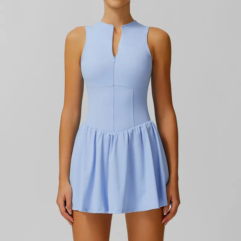 TIMEOFF Women's Sleeveless Sporty Dress - Concealed Zipper, Waist-Dart Pocket, Anti-Exposure - Golf Apparel, Tennis Attire, Workout Athleisure Dresses,summerwins
