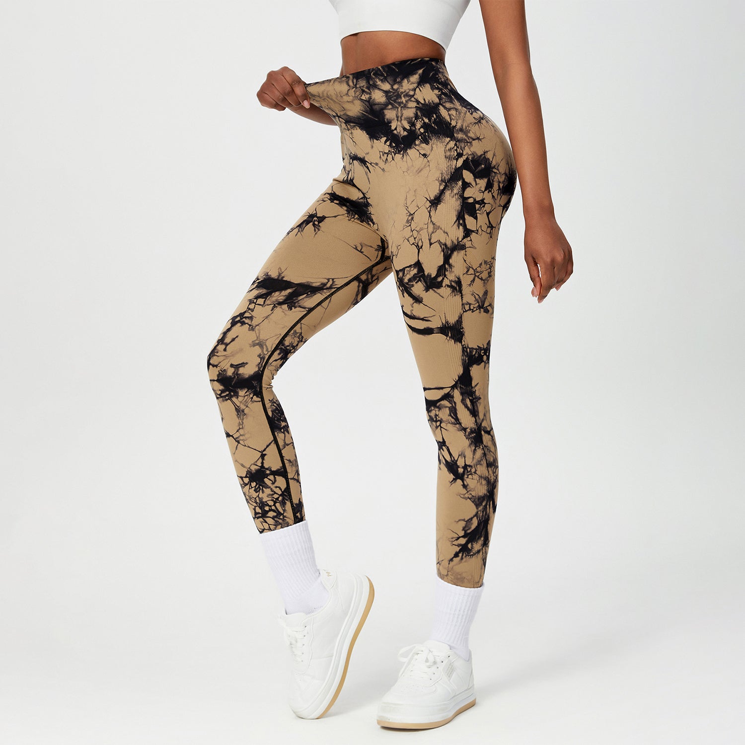TIMEOFF Pantalones largos tie-dye, cintura alta y levantacaderas