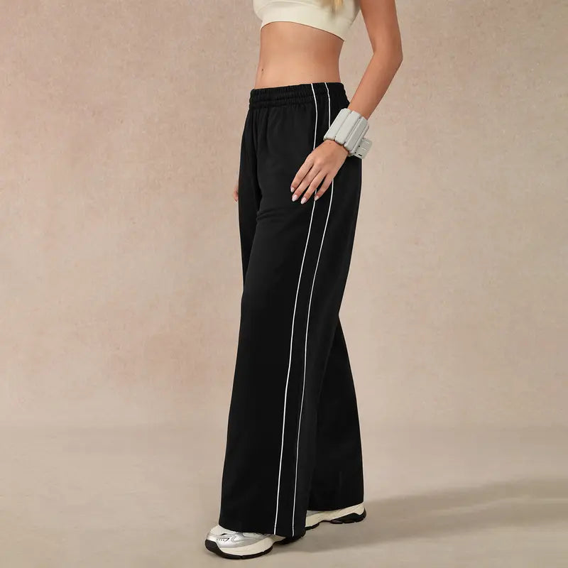 TIMEOFF Women's Baggy Wide-Leg Bottoms - Adjustable Elastic Waist, Pocket Design, Side Trim, Minimalist Workout Pants for Lady, Secure Small Item Storage, Comfortable Relaxed Fit, Ideal for Daily Wear & Post-Yoga Lounging,summerwins,summeroutfits,vacation