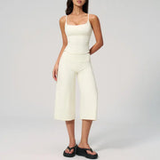 TIMEOFF Women's 2‑Piece Adjustable Strap Workout Set - V‑Shape Back Cami & High Waist Cropped Wide Leg Capris, Stretchy Breathable Fabric, 5 Colors | Waist Shaping, Tummy Control, Non‑Restrictive Fit | Ideal for Yoga, Casual Wear & Daily Loungewear