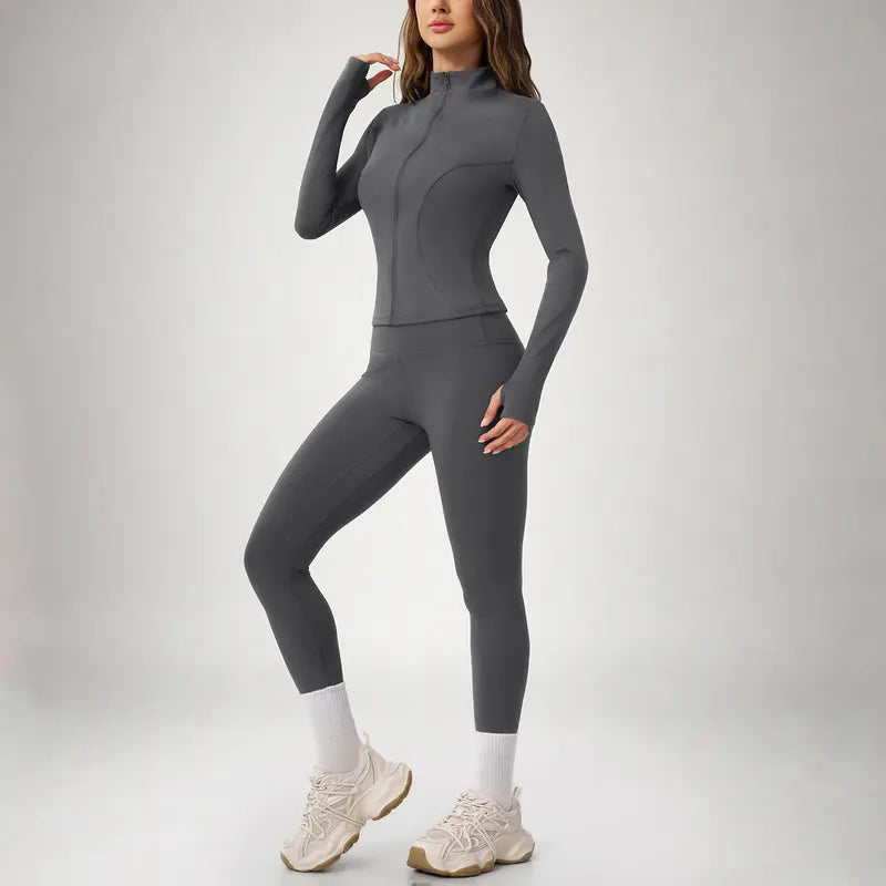 Conjunto deportivo de dos piezas para mujer con chaqueta de manga