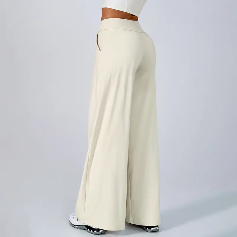 TIMEOFF Women's High Waist Wide Leg Pants, Buttery Soft Stretchy Fabric Workout Clothing with Pockets for Yoga and Casual Wear