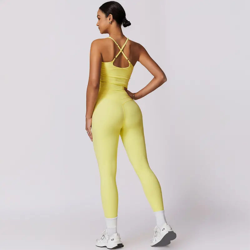 TimeOFF Women's Crisscross Back Tank & High-Waist Butt-Lift Leggings Set , Quick-Dry, Moisture-Wicking , Yoga, Gym & Fitness Workouts , Stylish Activewear for Women,sweatsuit set outfit,comfort sweat set,sweatsuits women,summerwins