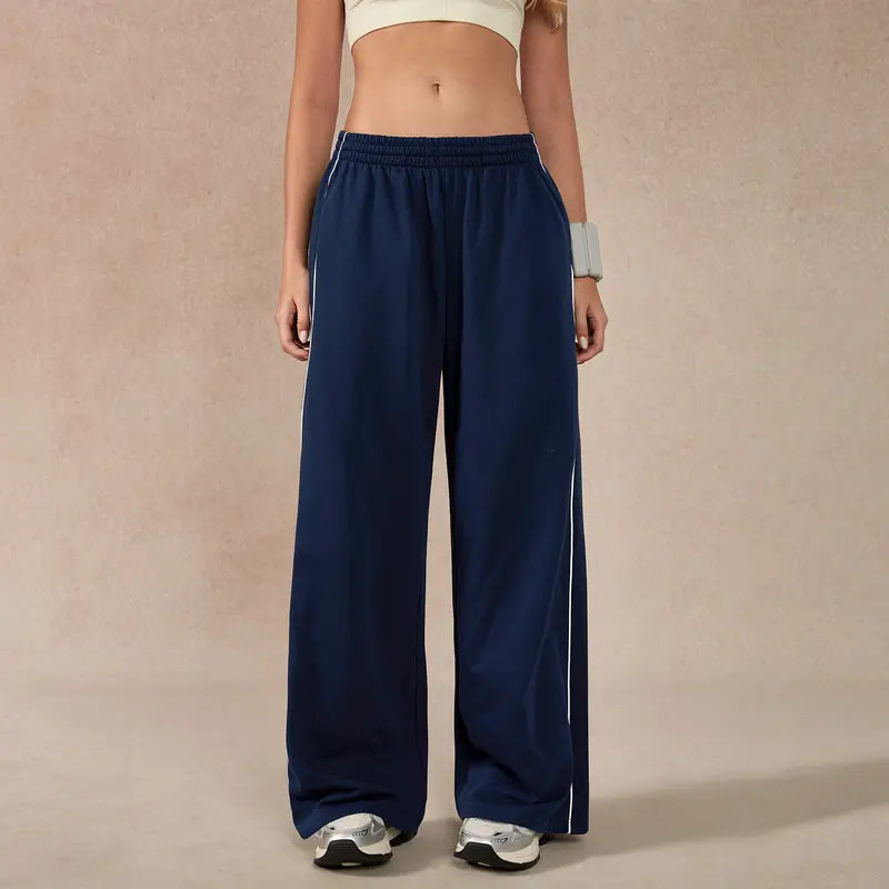 TIMEOFF Women's Baggy Wide-Leg Bottoms - Adjustable Elastic Waist, Pocket Design, Side Trim, Minimalist Workout Pants for Lady, Secure Small Item Storage, Comfortable Relaxed Fit, Ideal for Daily Wear & Post-Yoga Lounging,summerwins,summeroutfits,vacation
