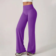 Pantalones de piernas anchas de color sólido de la Sra