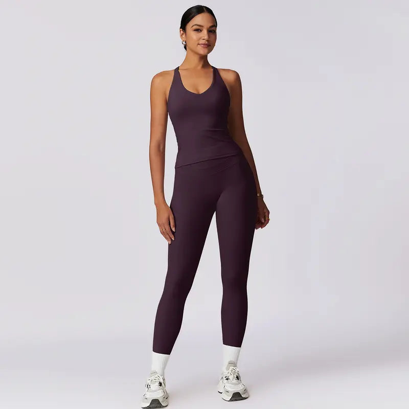 TimeOFF Women's Crisscross Back Tank & High-Waist Butt-Lift Leggings Set , Quick-Dry, Moisture-Wicking , Yoga, Gym & Fitness Workouts , Stylish Activewear for Women,sweatsuit set outfit,comfort sweat set,sweatsuits women,summerwins