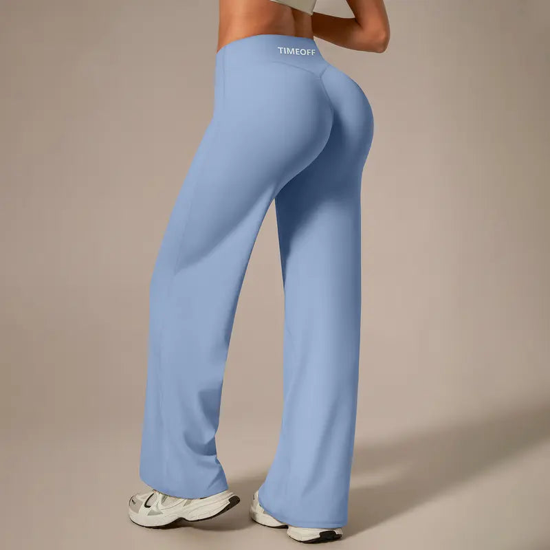 TimeOFF Women's Wide-Leg Pants – High-Waisted, Draped Pant Legs for Comfort & Flattering Fit in Yoga, Workouts & Daily Casual Wear Outfits Chic elastic waist yoga pant gym