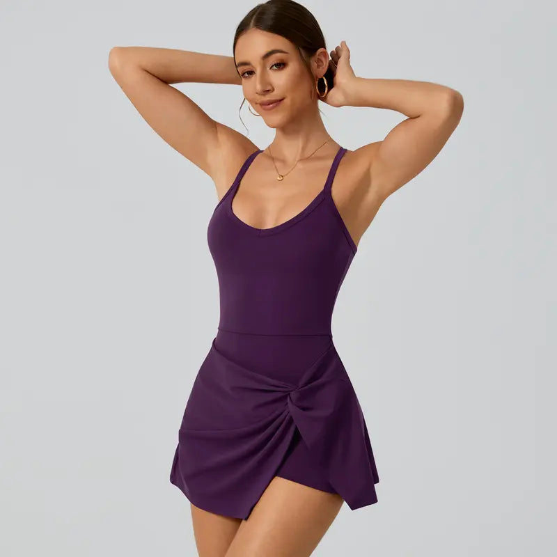 TIMEOFF Women's 2-Piece Solid Color Cross-Back Tank Romper