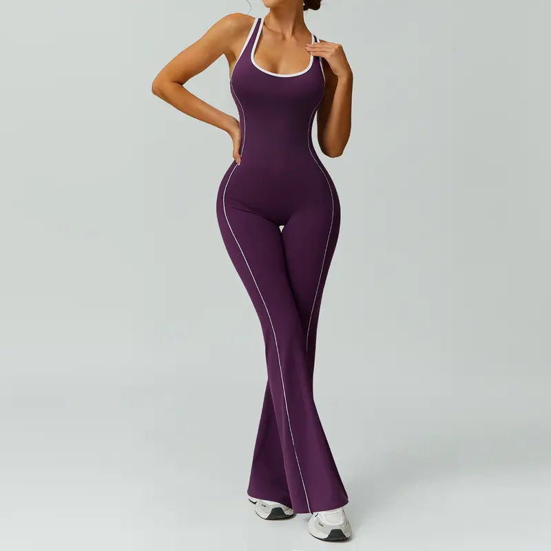 TimeOFF Women's Two-Piece Open-Back Tank & Flared Leggings Set, Lift & Shape Effect, Solves Stylish Support & Flattering Fit Need for Yoga, Fitness Workouts & Active Lifestyle Scenarios,sweatsuits women,loungesetwomen,comfort sweat set
