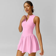TIMEOFF Women's Sleeveless Sporty Dress - Concealed Zipper, Waist-Dart Pocket, Anti-Exposure - Golf Apparel, Tennis Attire, Workout Athleisure Dresses,summerwins