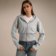 TIMEOFF Women's Cropped Hooded Zip-Up Long Sleeve Gym Jacket - Cozy Fitness Outerwear, Sportswear for Casual Daily Use, Athletic Zip-Up Jackets