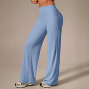TimeOFF Women's Wide-Leg Pants – High-Waisted, Draped Pant Legs for Comfort & Flattering Fit in Yoga, Workouts & Daily Casual Wear Outfits Chic elastic waist yoga pant gym