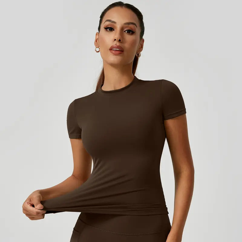 Playera Deportiva Mujer Manga Corta Ajustada