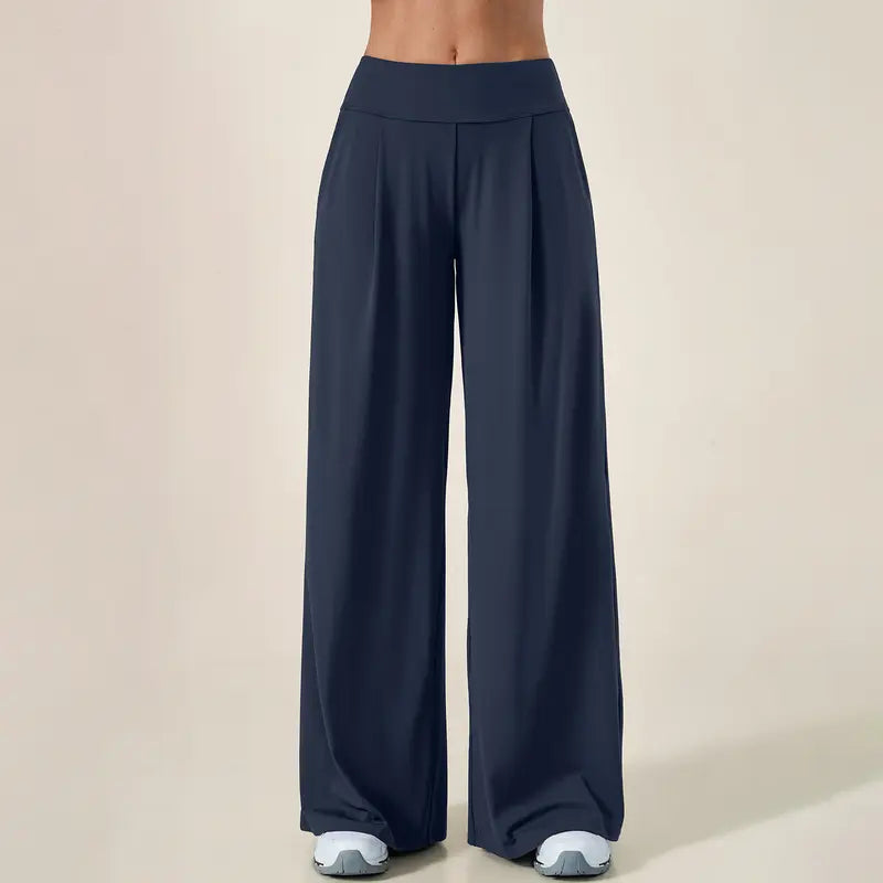 TIMEOFF Women's High Waist Wide Leg Pants, Buttery Soft Stretchy Fabric Workout Clothing with Pockets for Yoga and Casual Wear