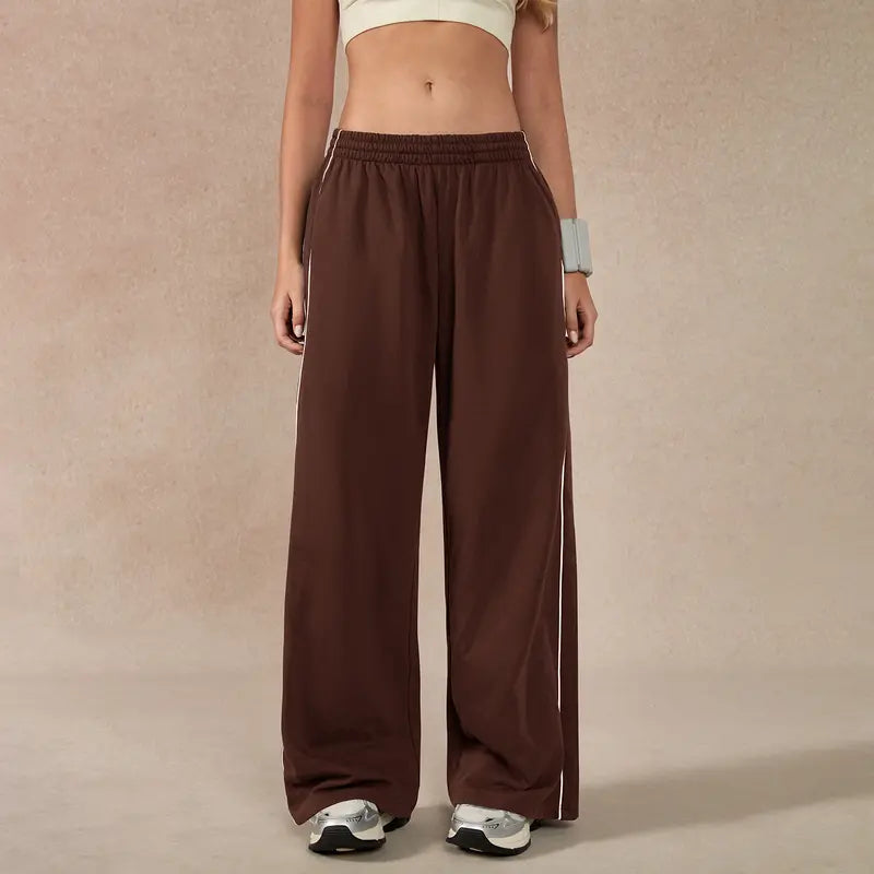 TIMEOFF Women's Baggy Wide-Leg Bottoms - Adjustable Elastic Waist, Pocket Design, Side Trim, Minimalist Workout Pants for Lady, Secure Small Item Storage, Comfortable Relaxed Fit, Ideal for Daily Wear & Post-Yoga Lounging,summerwins,summeroutfits,vacation