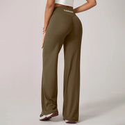 TimeOFF Women's Wide-Leg Pants – High-Waisted, Draped Pant Legs for Comfort & Flattering Fit in Yoga, Workouts & Daily Casual Wear Outfits Chic elastic waist yoga pant gym