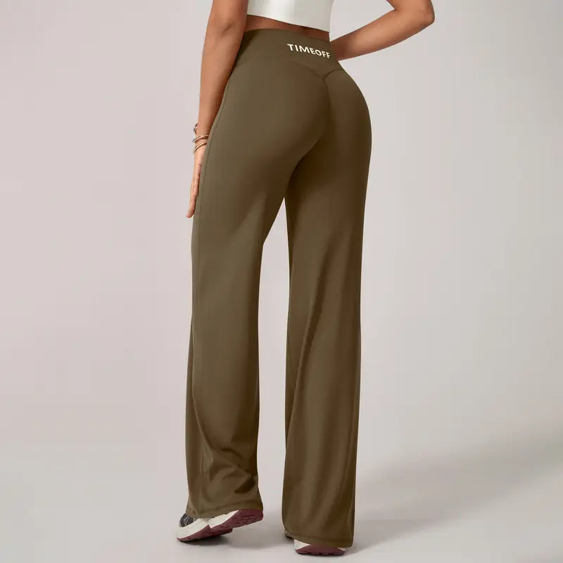 TimeOFF Women's Wide-Leg Pants – High-Waisted, Draped Pant Legs for Comfort & Flattering Fit in Yoga, Workouts & Daily Casual Wear Outfits Chic elastic waist yoga pant gym