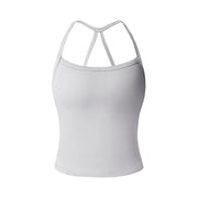 TIMEOFF Women's Strappy Backless Crop Top, Stretchy Form-Fitting Yoga Vest for Fitness and Workout Activewear