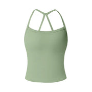 TIMEOFF Women's Strappy Backless Crop Top, Stretchy Form-Fitting Yoga Vest for Fitness and Workout Activewear
