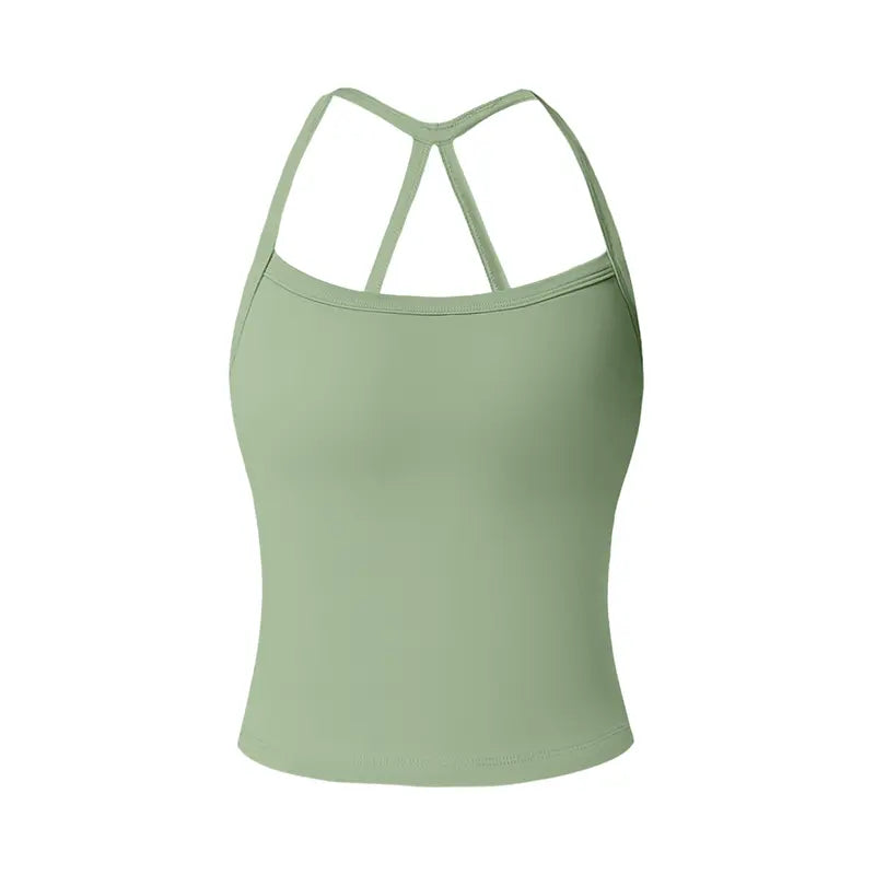 TIMEOFF Women's Strappy Backless Crop Top, Stretchy Form-Fitting Yoga Vest for Fitness and Workout Activewear