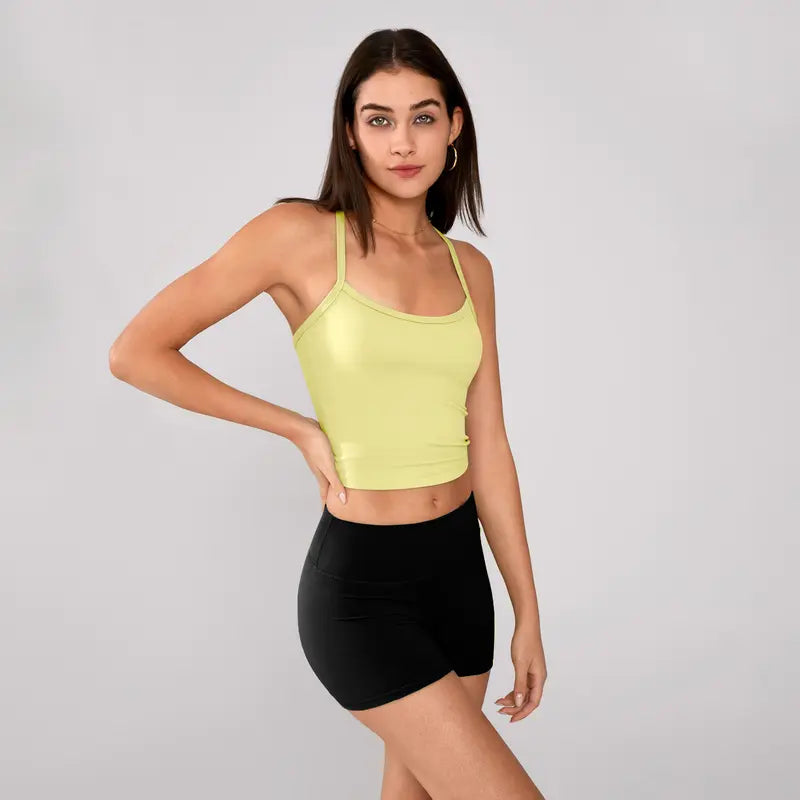 TIMEOFF Women's Strappy Backless Crop Top, Stretchy Form-Fitting Yoga Vest for Fitness and Workout Activewear