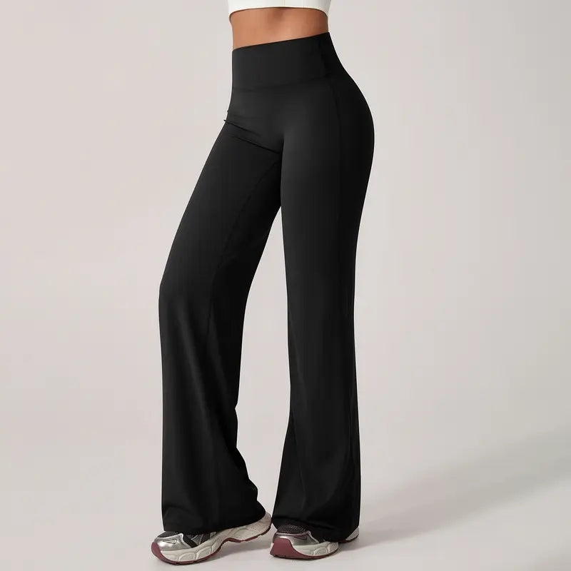 Pantalones de piernas anchas de color sólido de la Sra