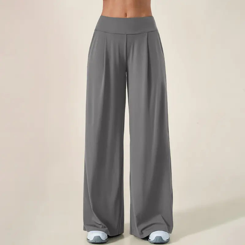 TIMEOFF Women's High Waist Wide Leg Pants, Buttery Soft Stretchy Fabric Workout Clothing with Pockets for Yoga and Casual Wear